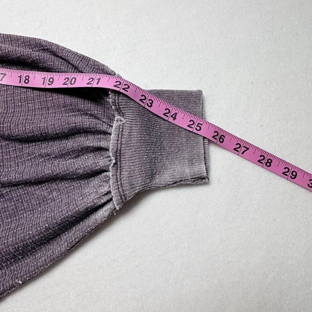 FREE PEOPLE Women Willow Thermal Top Pullover Long‎ Sleeve Sz M Purple 3-27
